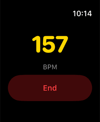 Apple Watch showing live heart rate
