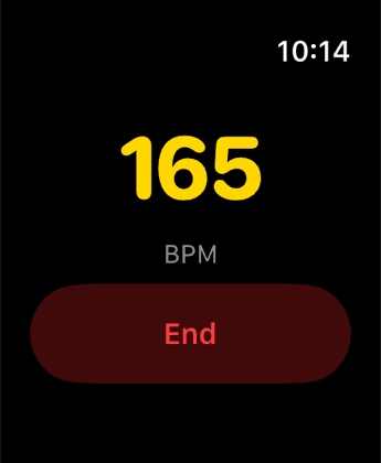 Apple Watch showing live heart rate