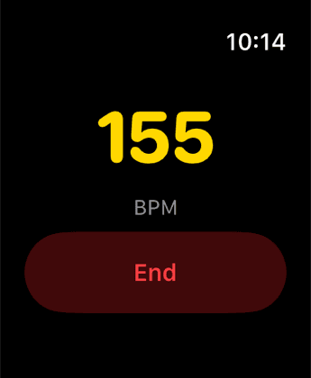 Apple Watch showing live heart rate